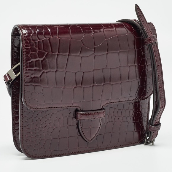 ALAIA Burgundy Embossed Leather Crossbody Bag - Picture 3 of 8